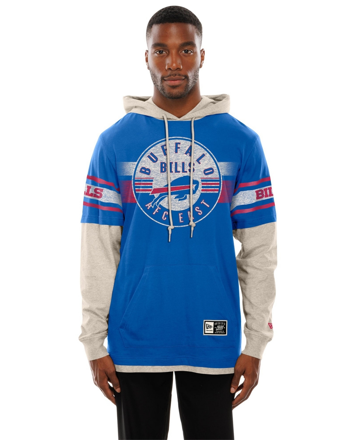 Men's New Era  Royal Buffalo Bills Twofer Layered Long Sleeve Hooded T-Shirt