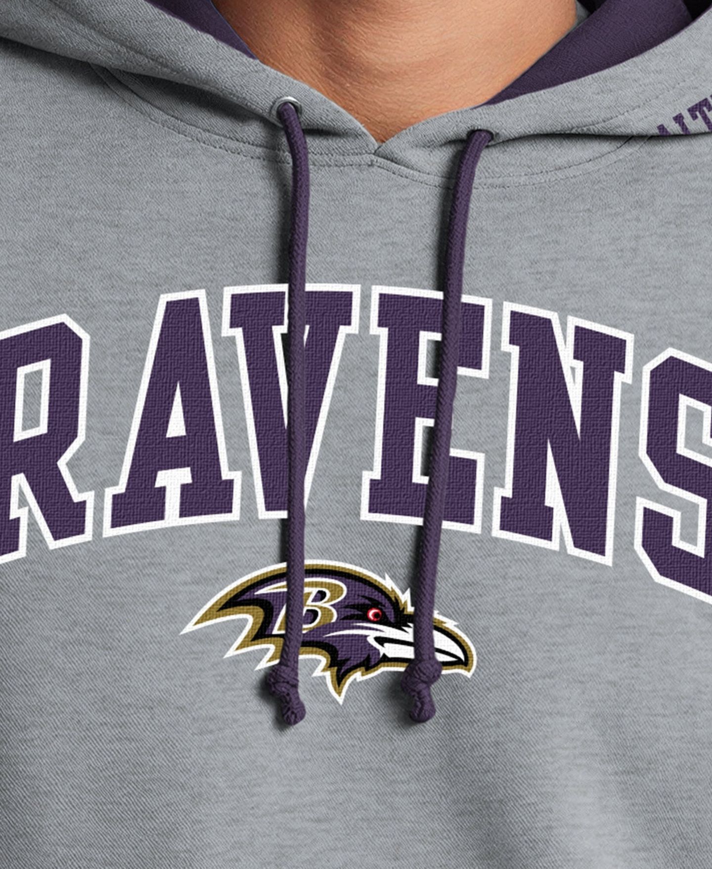 Мужское худи Champion Heather Gray/Purple Baltimore Ravens Contrast — фото 4