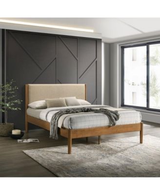 Vichy Rubberwood Platform Bed in Light Walnut
