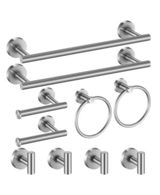 10Pieces 16" Bathroom Hardware Set Towel Bar Toilet Paper Holder Robe Hook