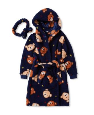 Big Girls High Pile Plush Hooded Robe and Headband