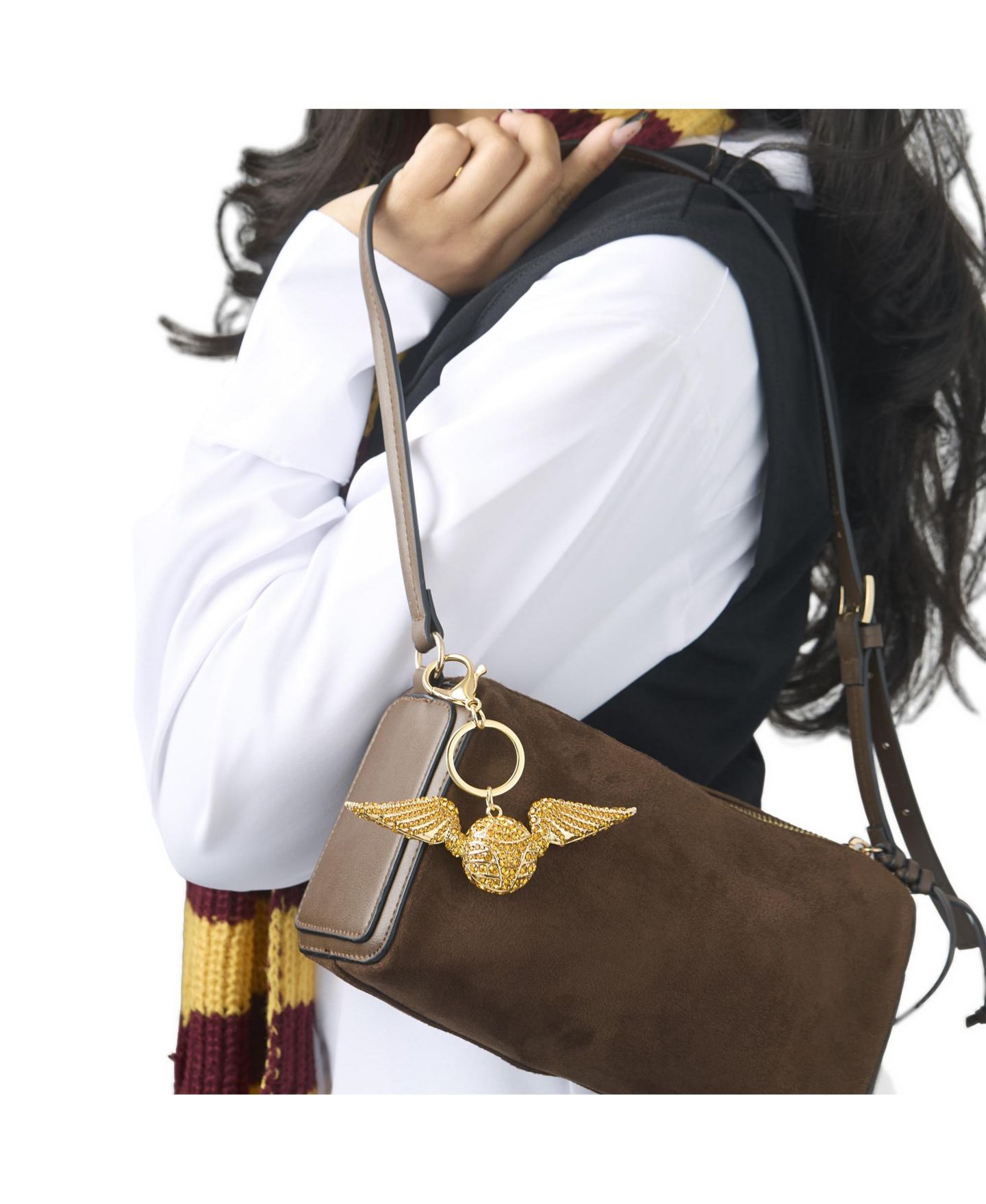 Женский брелок Harry Potter Golden Snitch Keychain Bag Charm Pave Crystal Official License, цвет: Золотой — фото 2