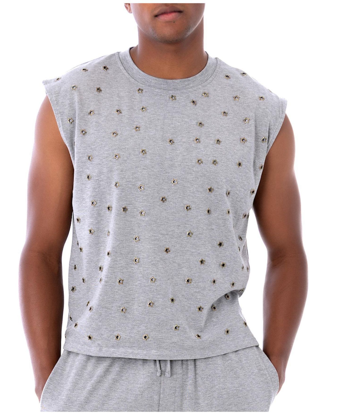 Мужская футболка Dai Moda Mays Cap Sleeve Star Grommet, цвет: Серый — фото 1