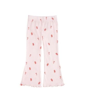 Girls' 4-16 Candy Cane Lane Flare Lettuce-Edge Leggings