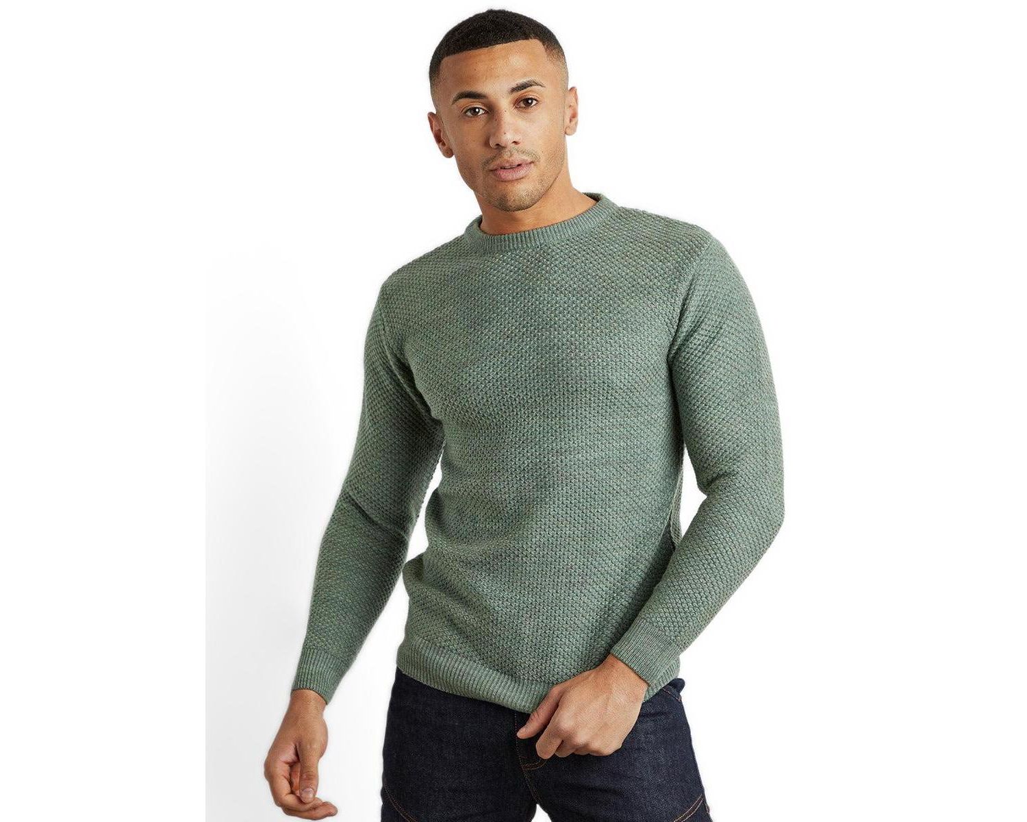 Men's Long-Sleeve Crewneck Textured-Knit Wool Sweater