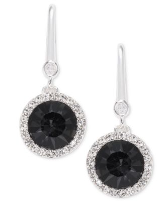 Glass Inlay Stone Gold-Tone Drop Earrings