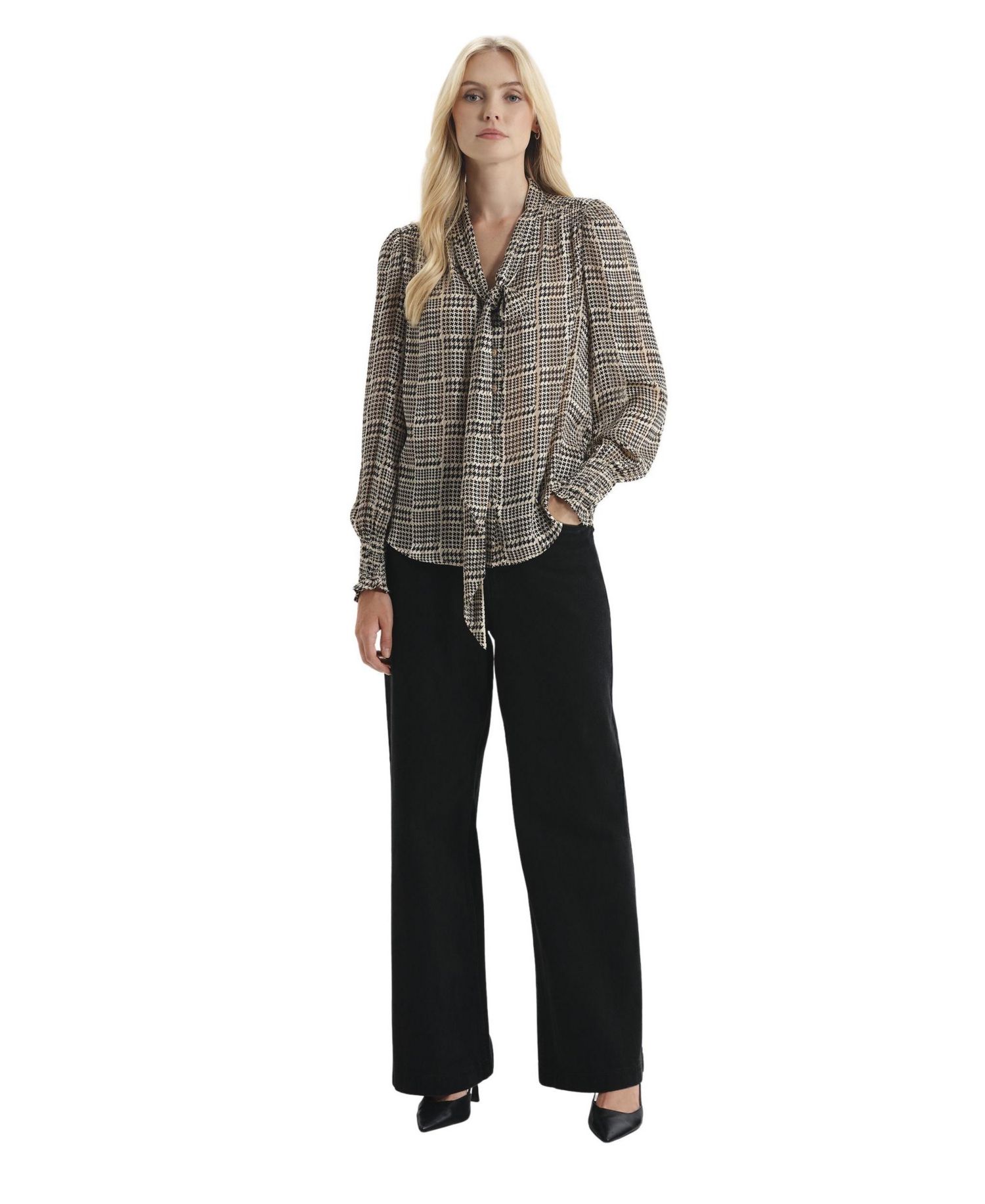 Women's Mavis Chiffon Long Sleeve Tie Neck Blouse