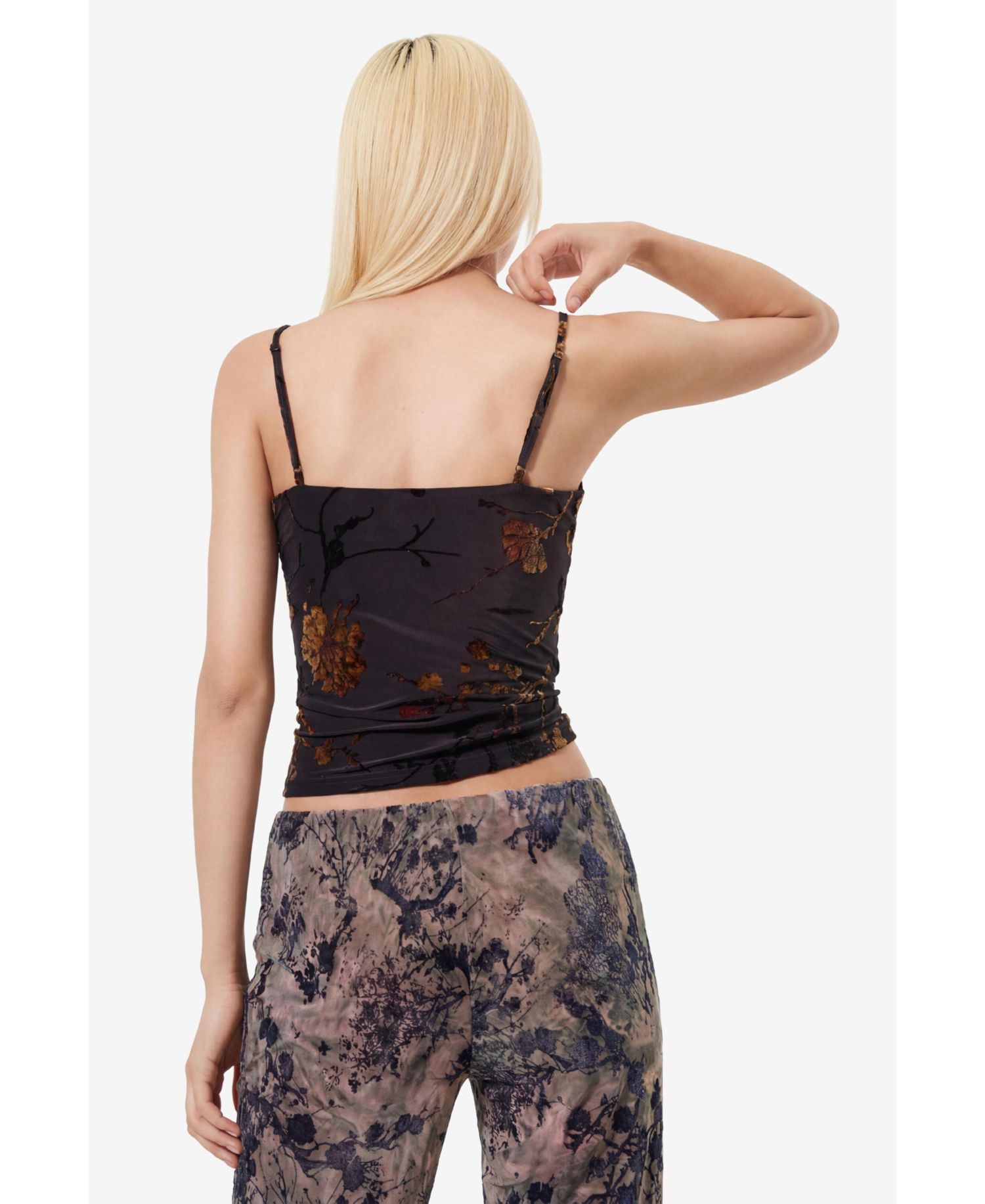 Women's Floral-Print Spaghetti-Strap Cropped Tank