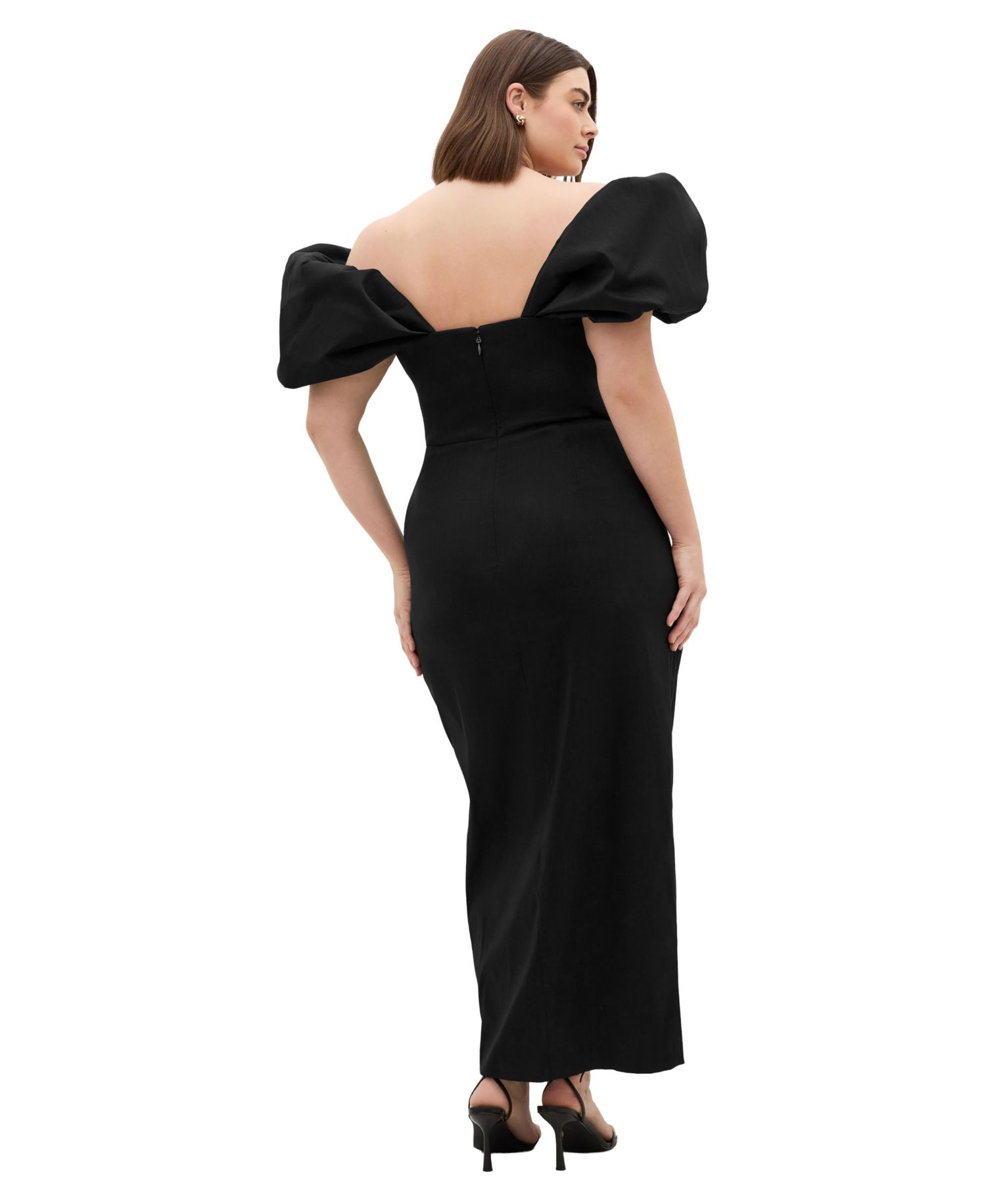 Plus Size Elyse Puff-Sleeve Off-Shoulder Maxi Dress