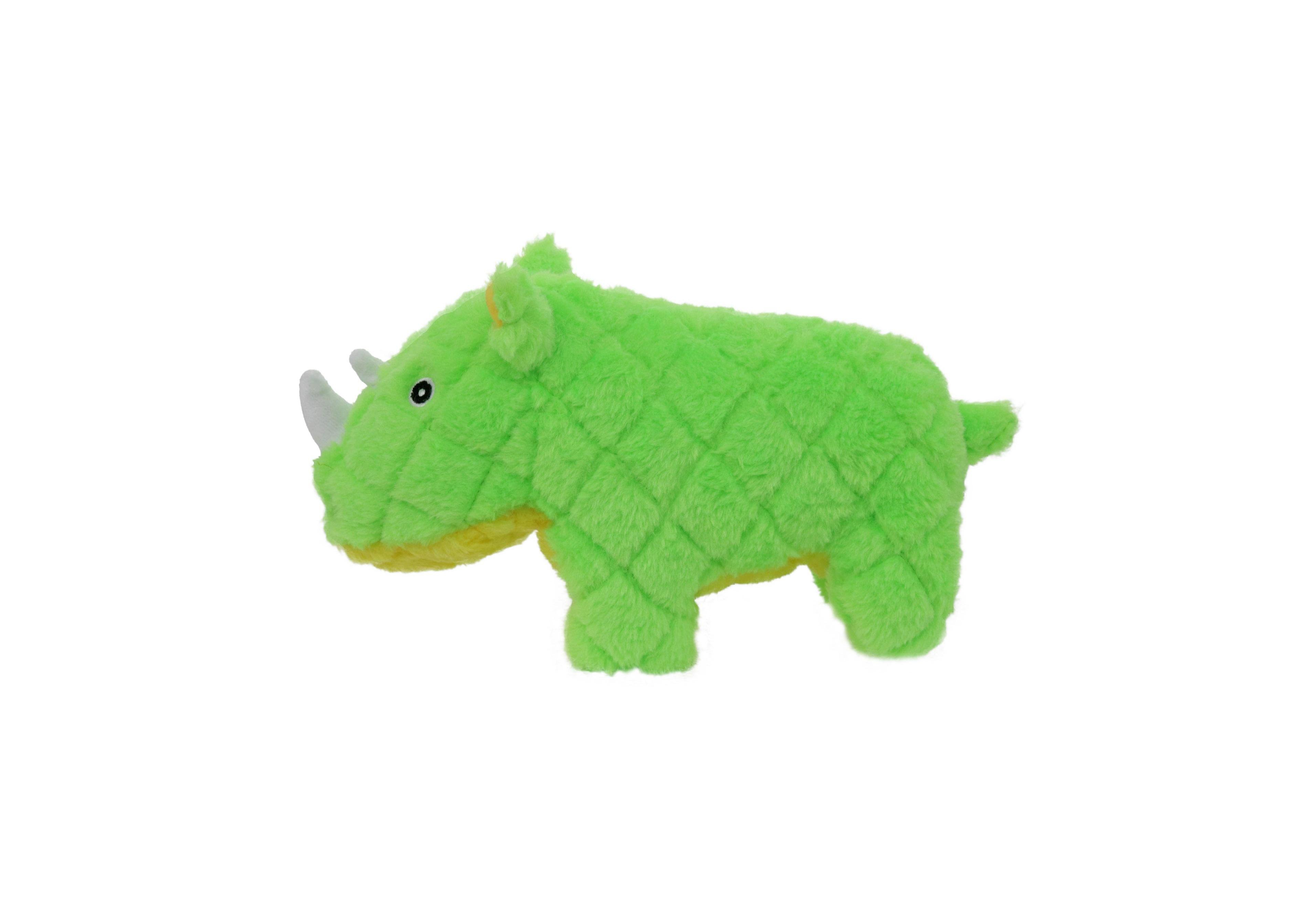 Mighty Safari Rhino, Durable Plush Squeaky Dog Toy
