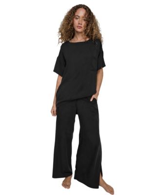 Women's Short-Sleeve Oversized Tee and Pants, 2-Piece Set