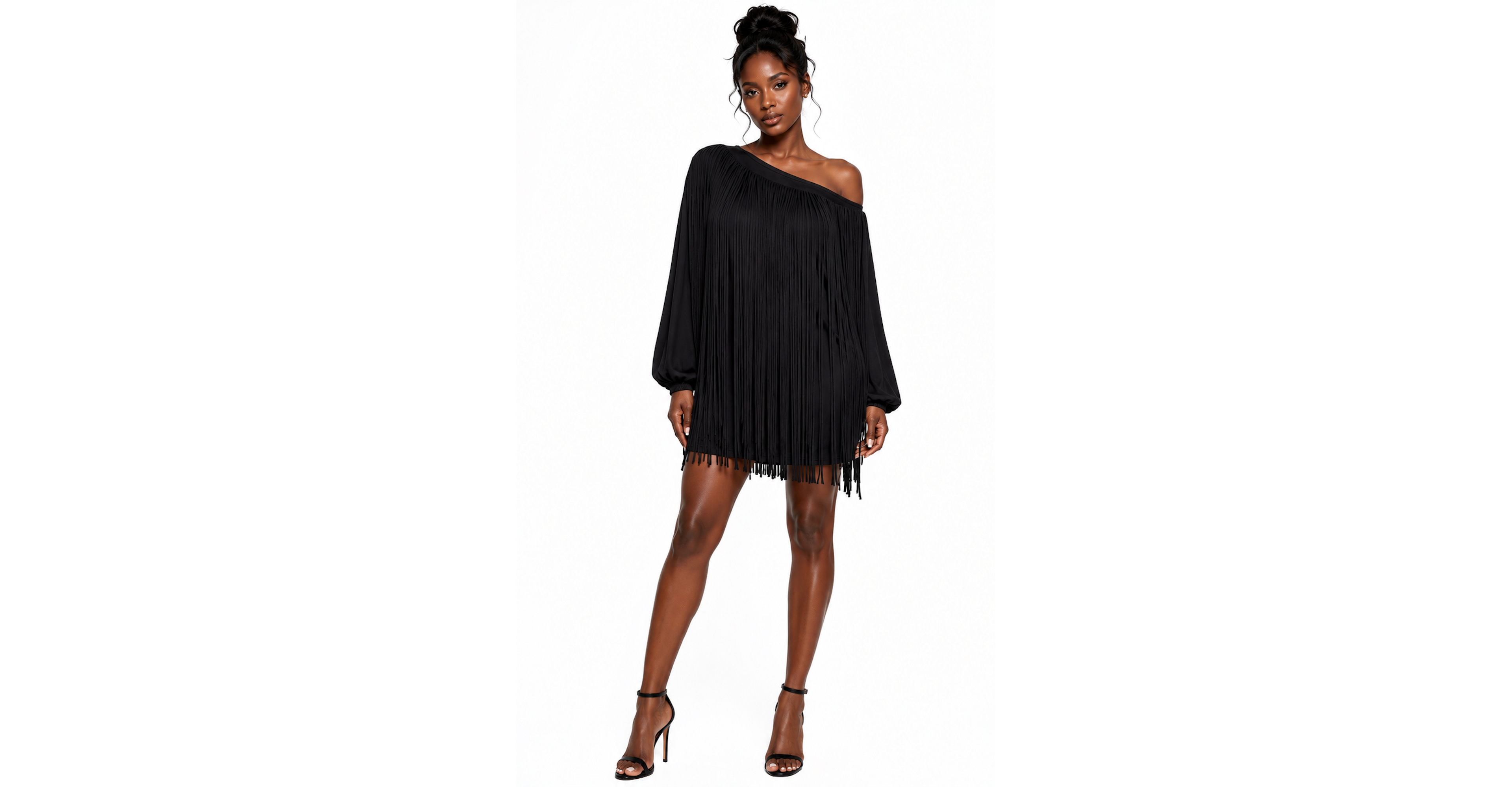 Dai Moda Women's Off shoulder Fringe Dress