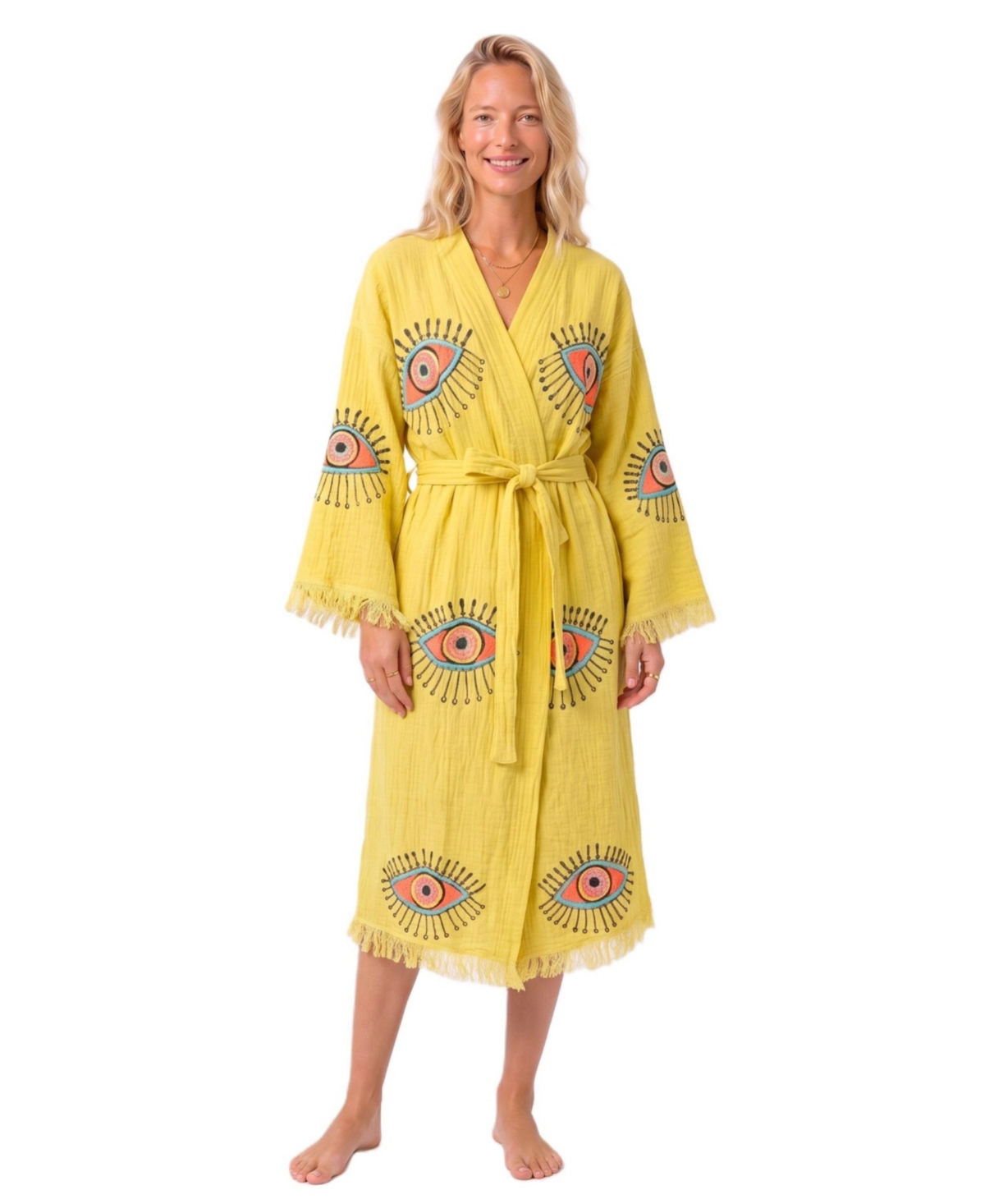 Tutunaki Women's Aria Handmade Muslin V-Neck Cover-Up Robe
