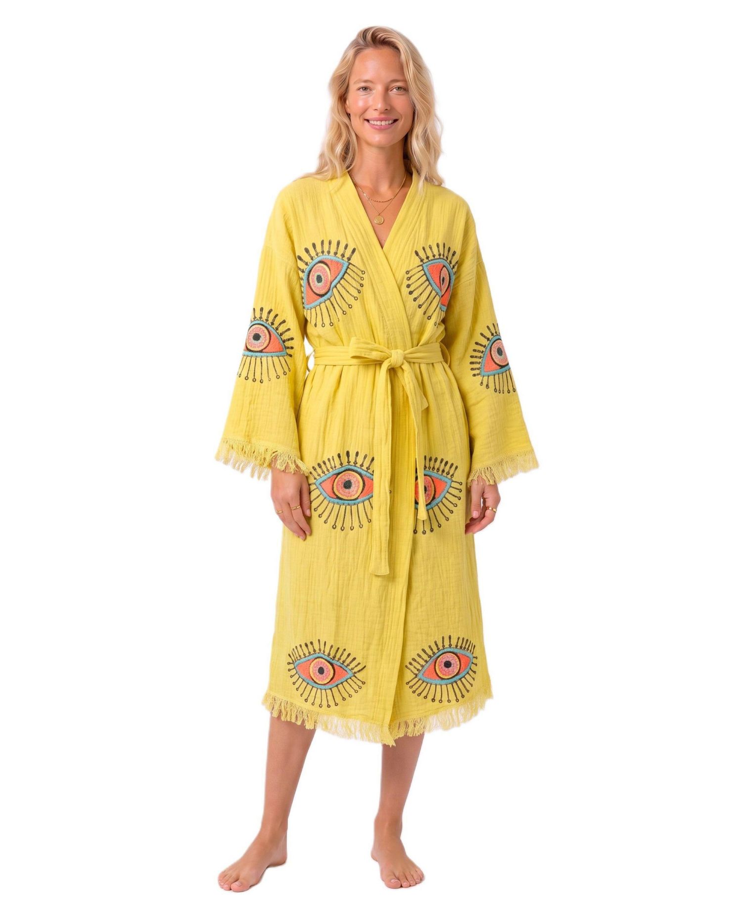 Women's Aria Handmade Muslin V-Neck Cover-Up Robe
