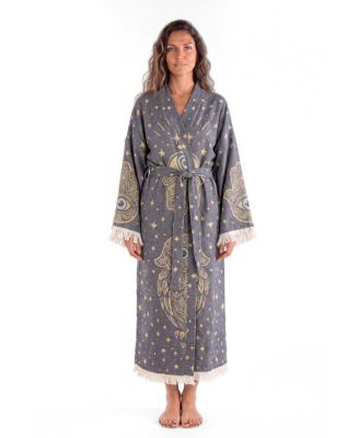 Women's Nyra Handwoven Jacquard Printed Fringed Festival Robe