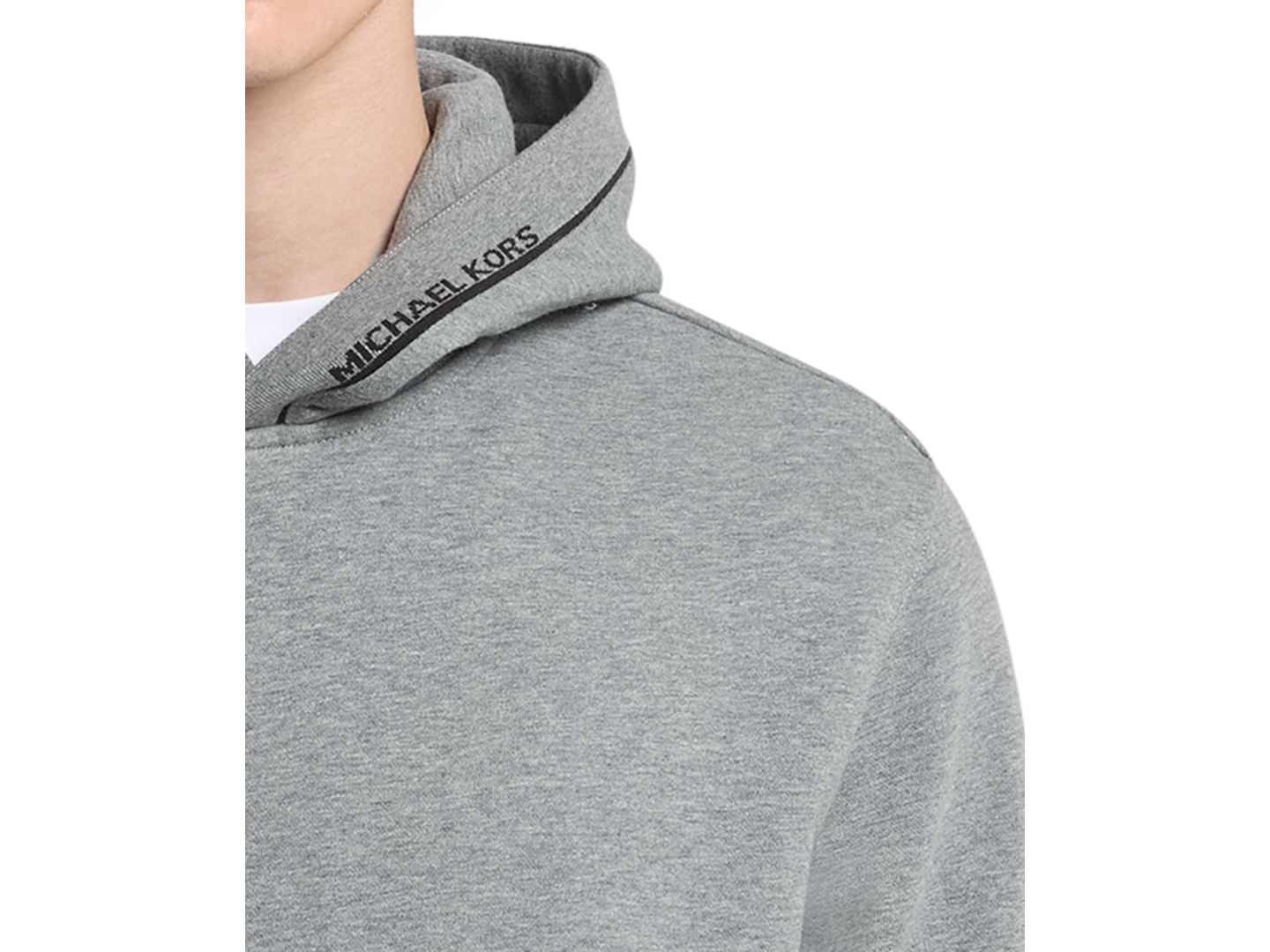 Мужское худи Michael Kors Cotton-Blend Regular-Fit Kangaroo Pocket, цвет: Пепельный меланжевый — фото 2