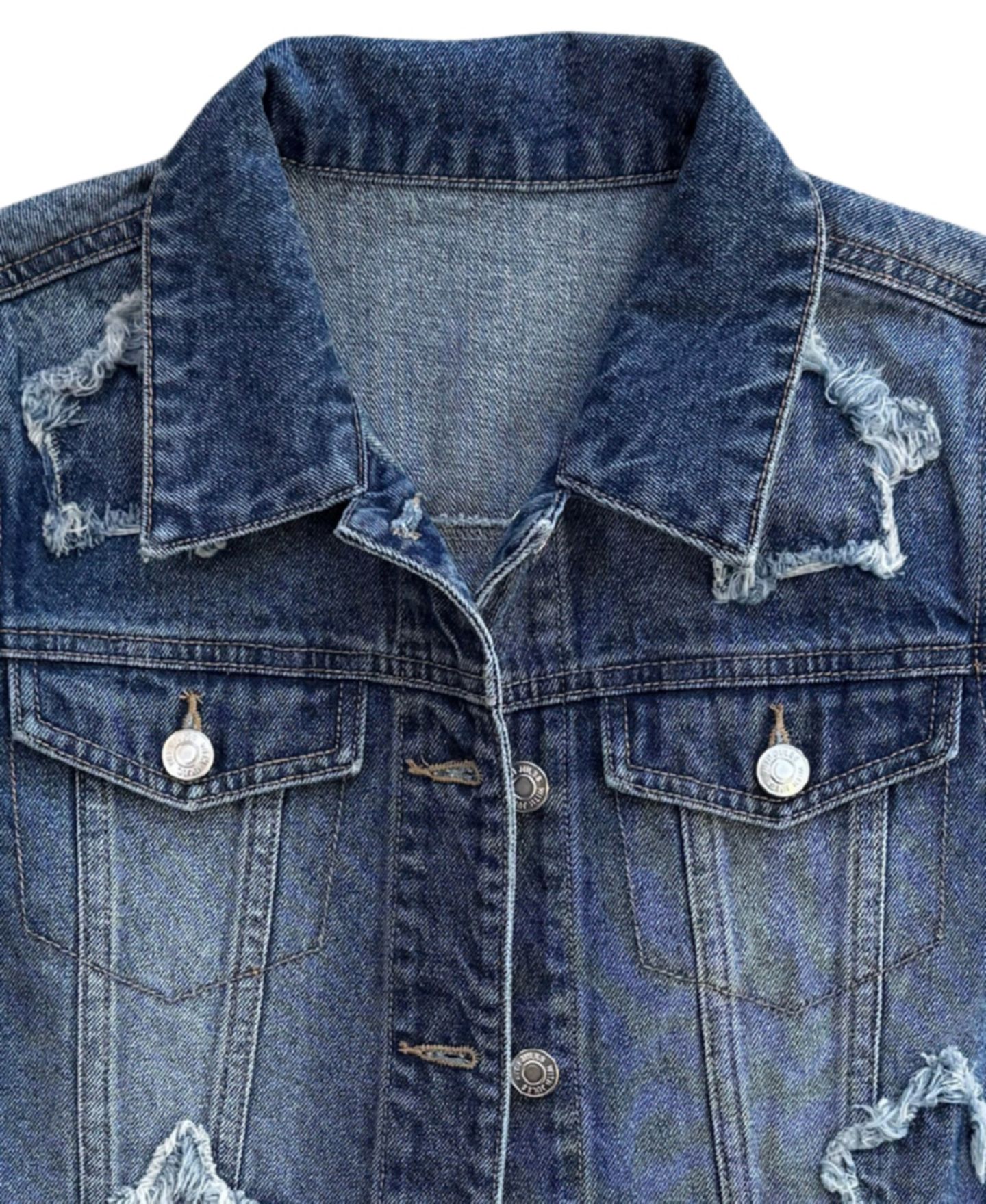 Куртка With Jules Distressed Star Appliqué Denim Jacket для девочек, цвет: Синий — фото 3