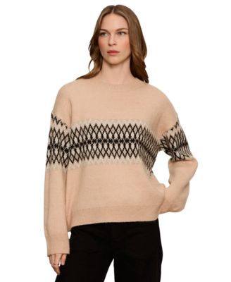 Petite Argyle Oversized Crewneck Pullover Sweater