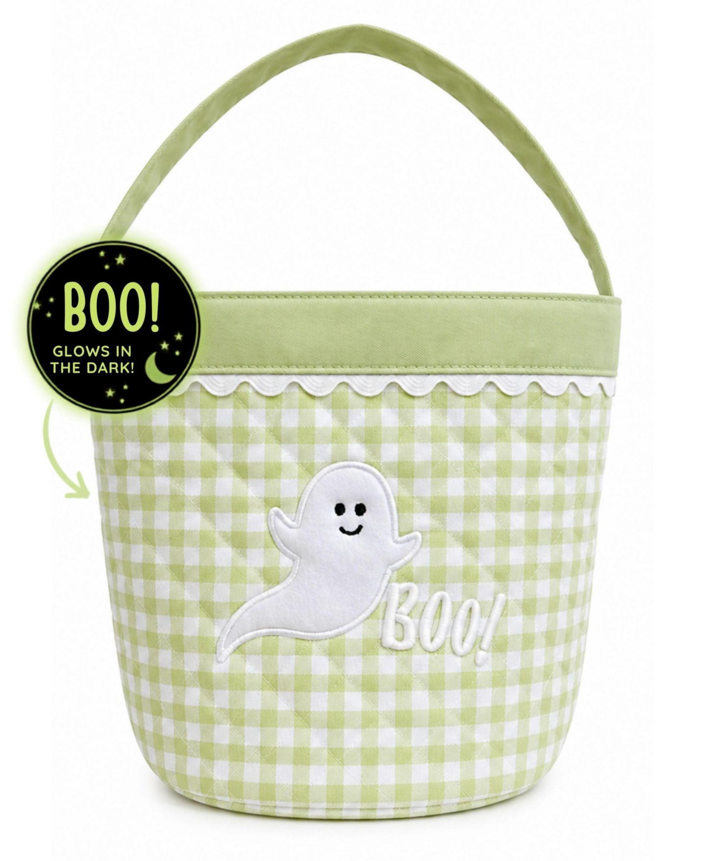 Детская сумка Bits & Bows Glow-in-the-Dark Ghost Halloween Tote, цвет: Зелёный / Белый — фото 4