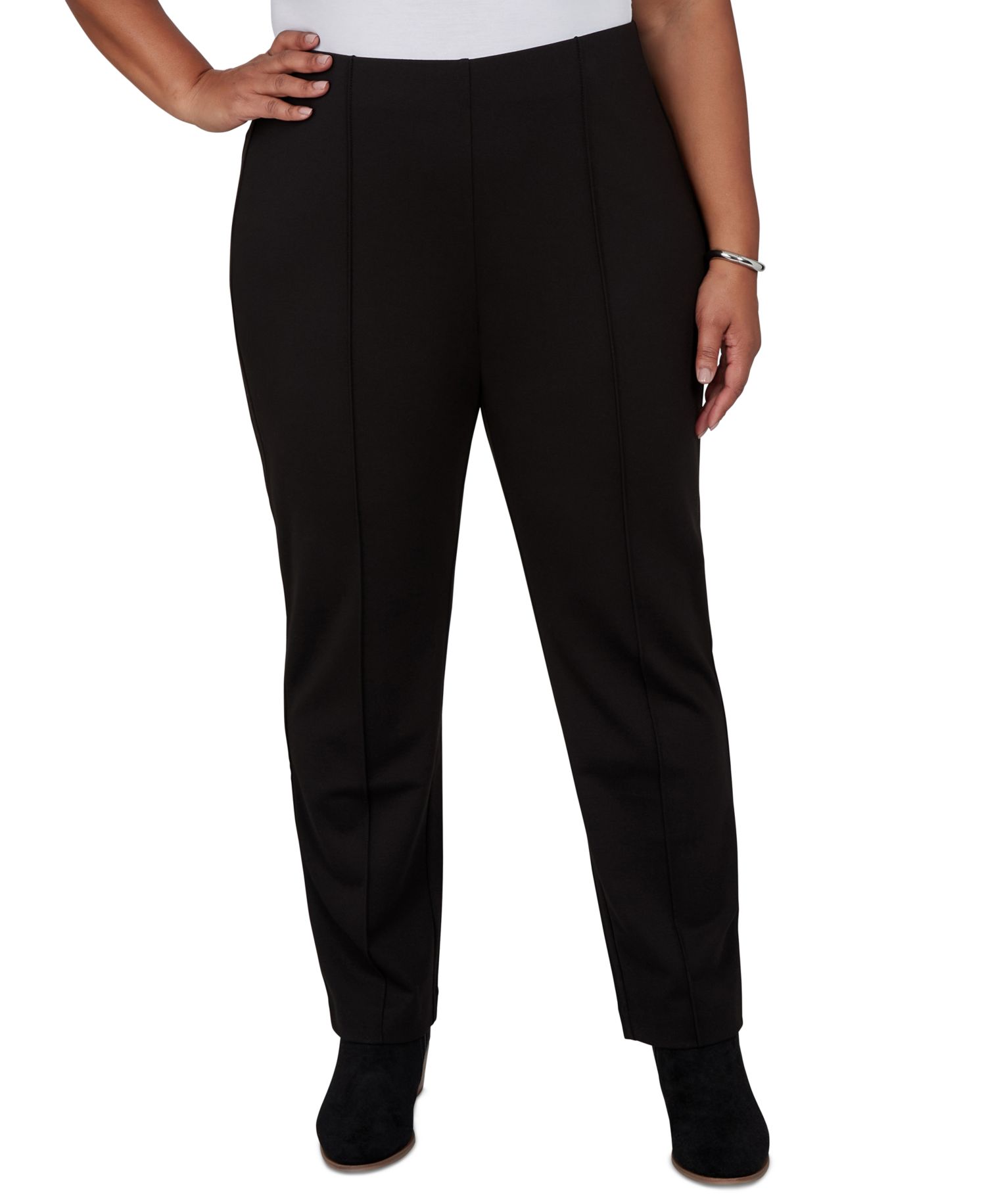Plus Size Pull-On Straight Ponte Pants