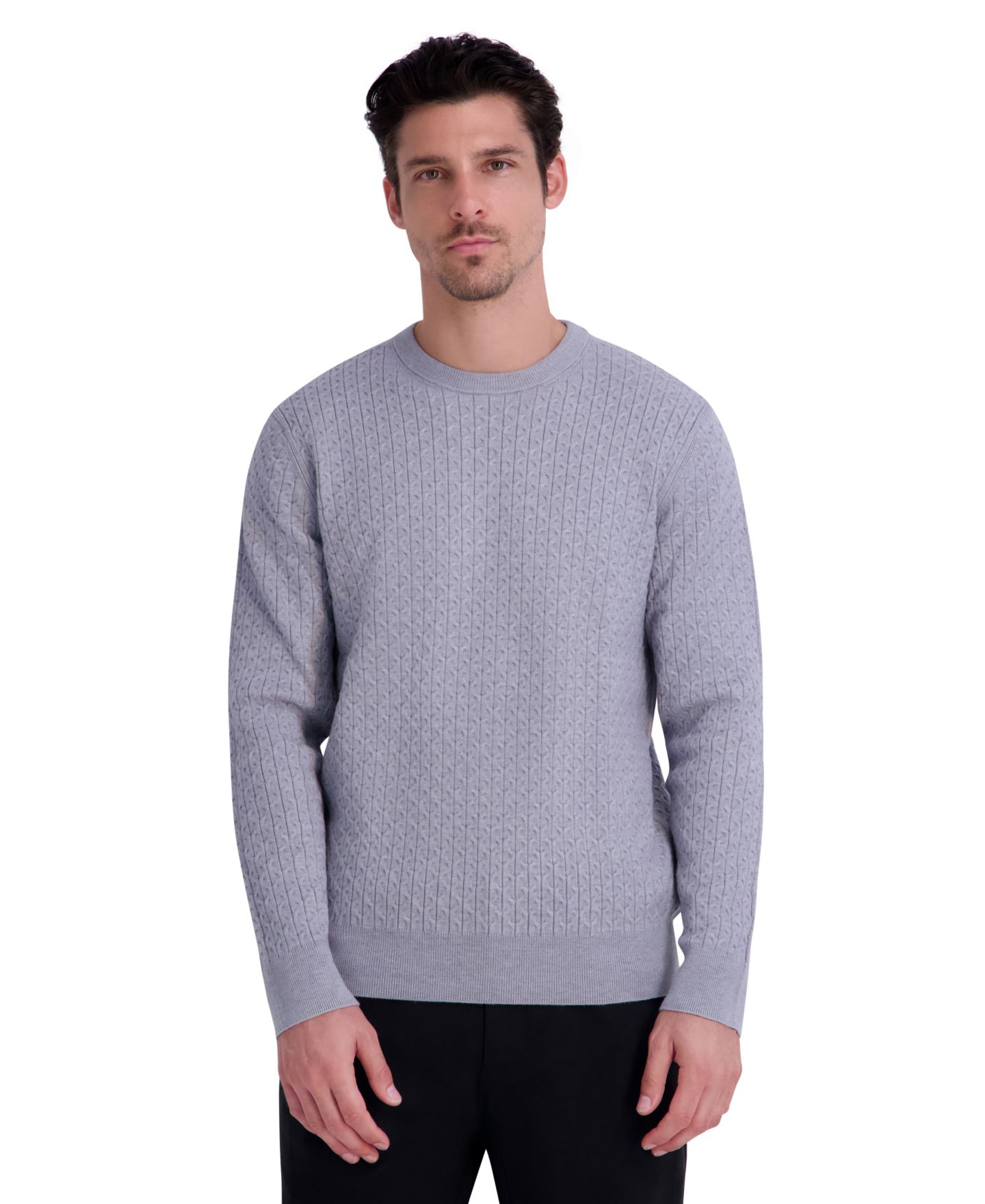 Мужской свитер KARL LAGERFELD PARIS Textured Crewneck, цвет: Меланжевый серый — фото 1