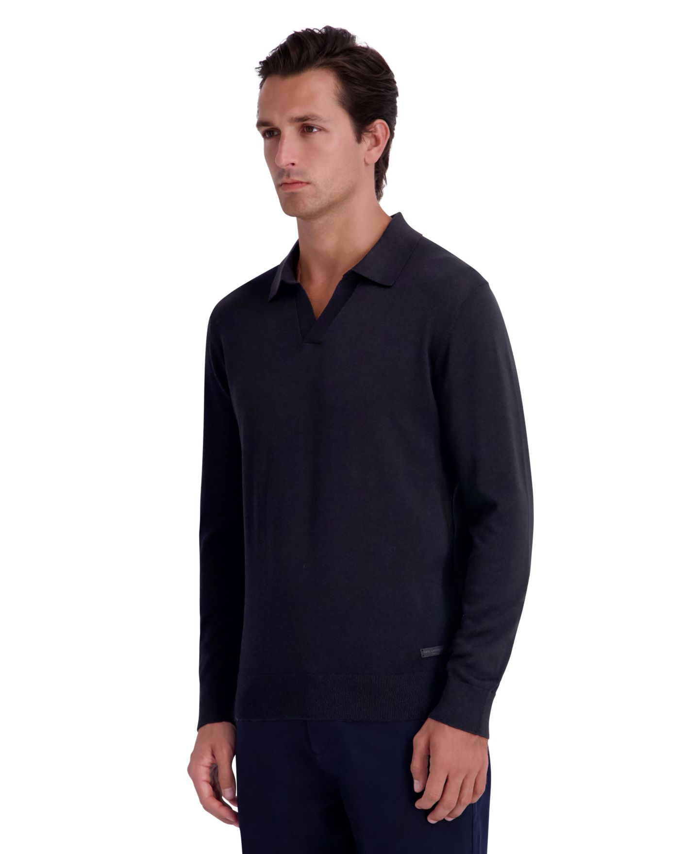 Мужской свитер KARL LAGERFELD PARIS Fine Gauge Blend Johnny Collar, цвет: Чёрный — фото 3