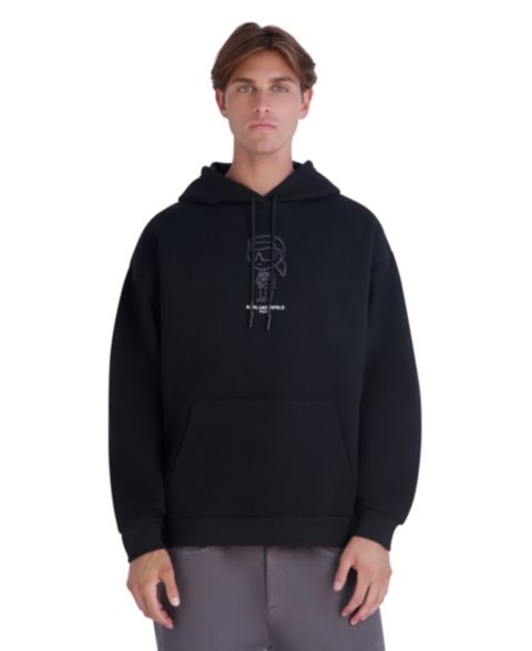 Мужское худи KARL LAGERFELD PARIS Oversized Graphic Fleece, цвет: Чёрный