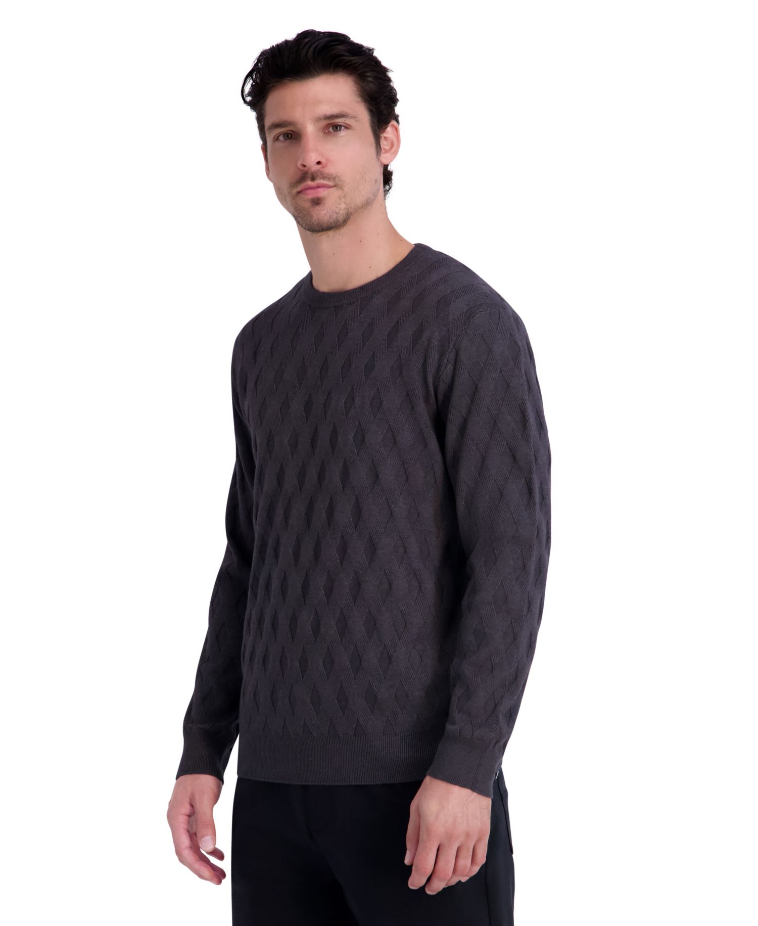 Men's Diamond Texture Crewneck Sweater