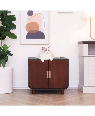 Dyad Wooden Cat Litter Box Cabinet and Side Table