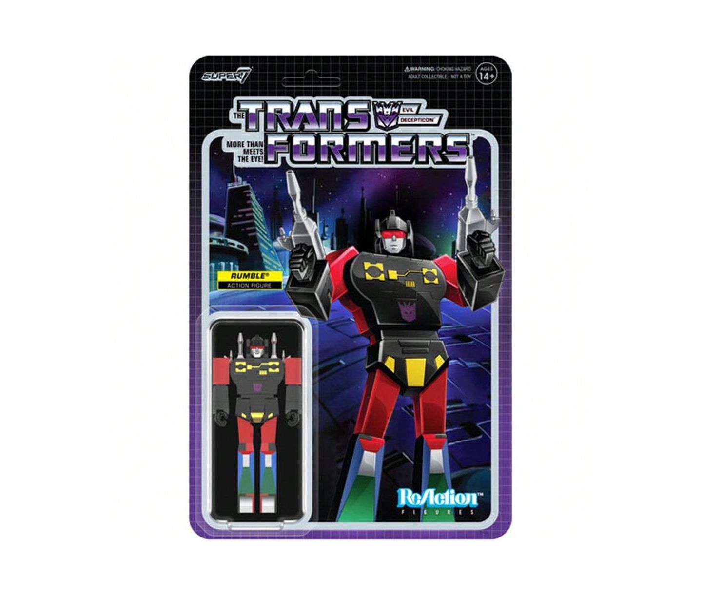 Детская фигурка Super7 Transformers Rumble ReAction 3.75-Inch Articulated Action Figure, 14+ Years, цвет: Open Miscellaneous — фото 1