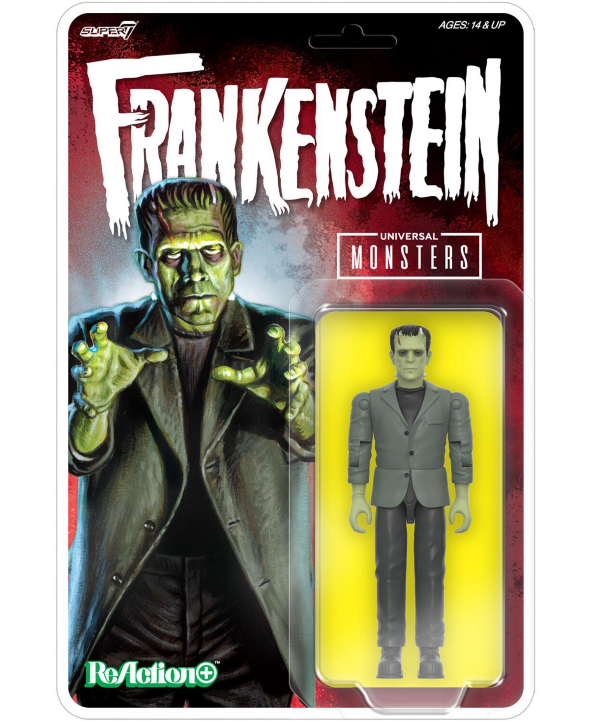 Super7 Universal Monsters Frankenstein ReAction+ 4" Action Figure, Ages 14+