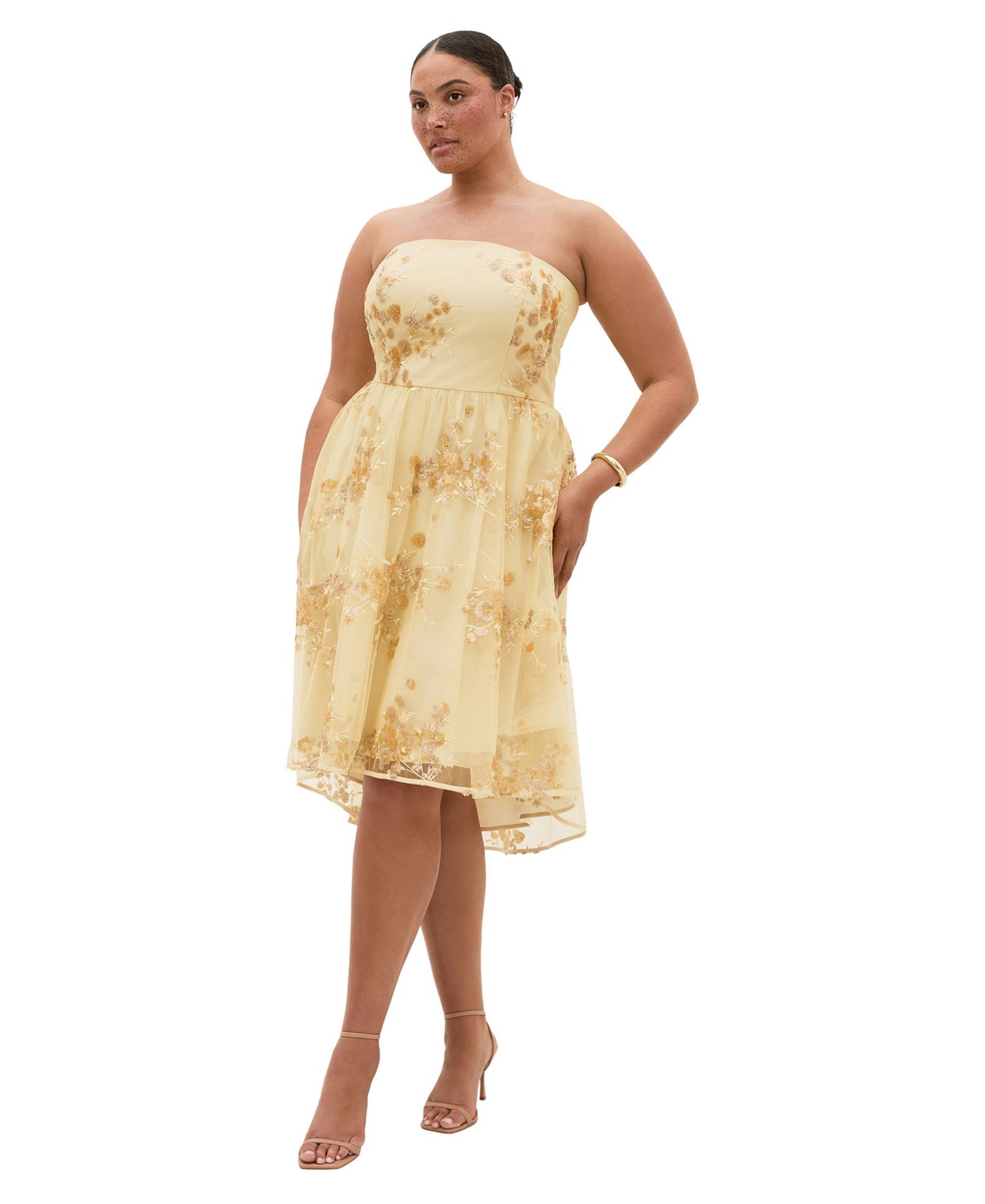 Женское платье CITY CHIC Plus Size Addison Embroidery Tulle, цвет: Жёлтый — фото 3