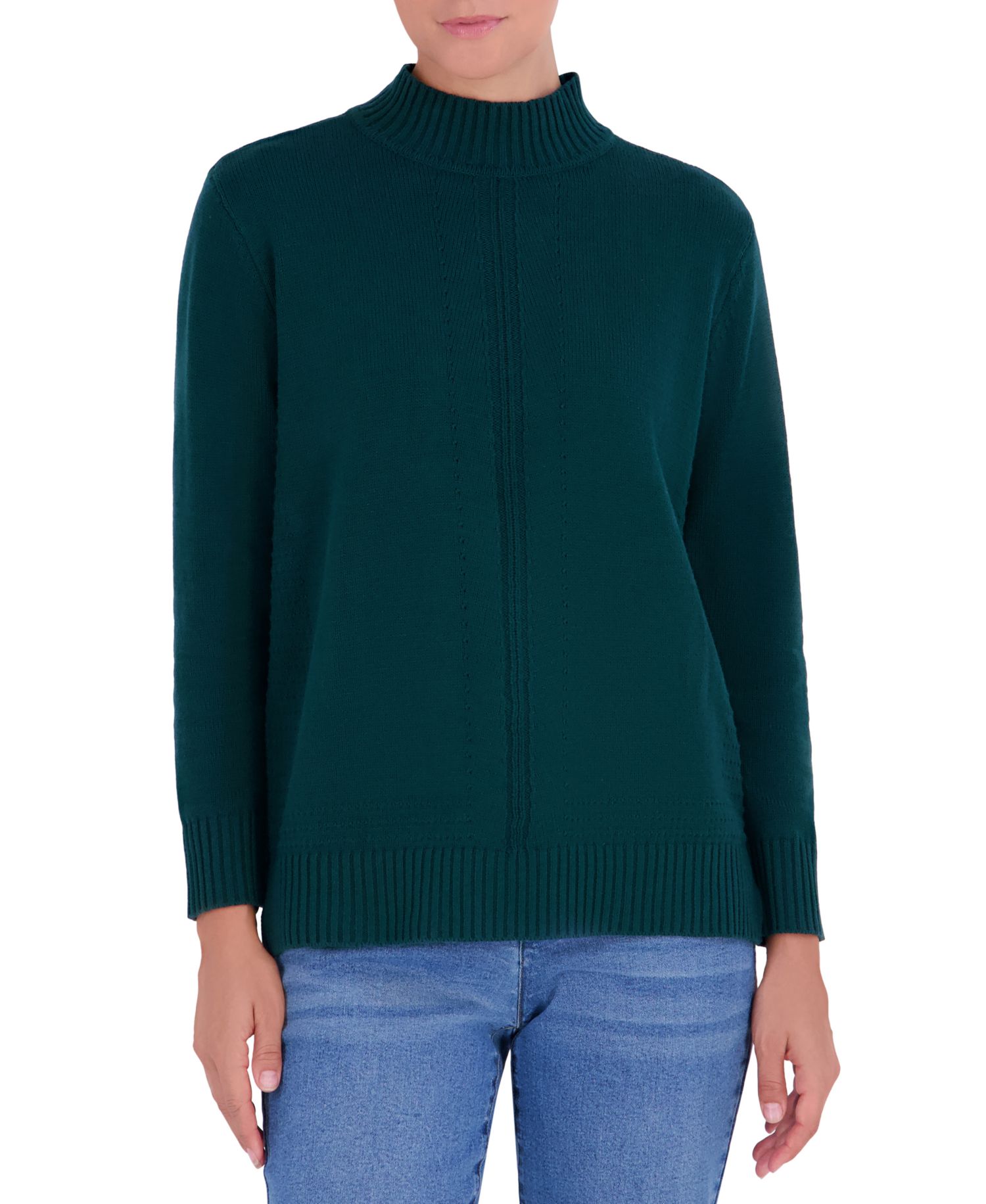 Women's Oversized Turtleneck Stitch-Detail Sweater
