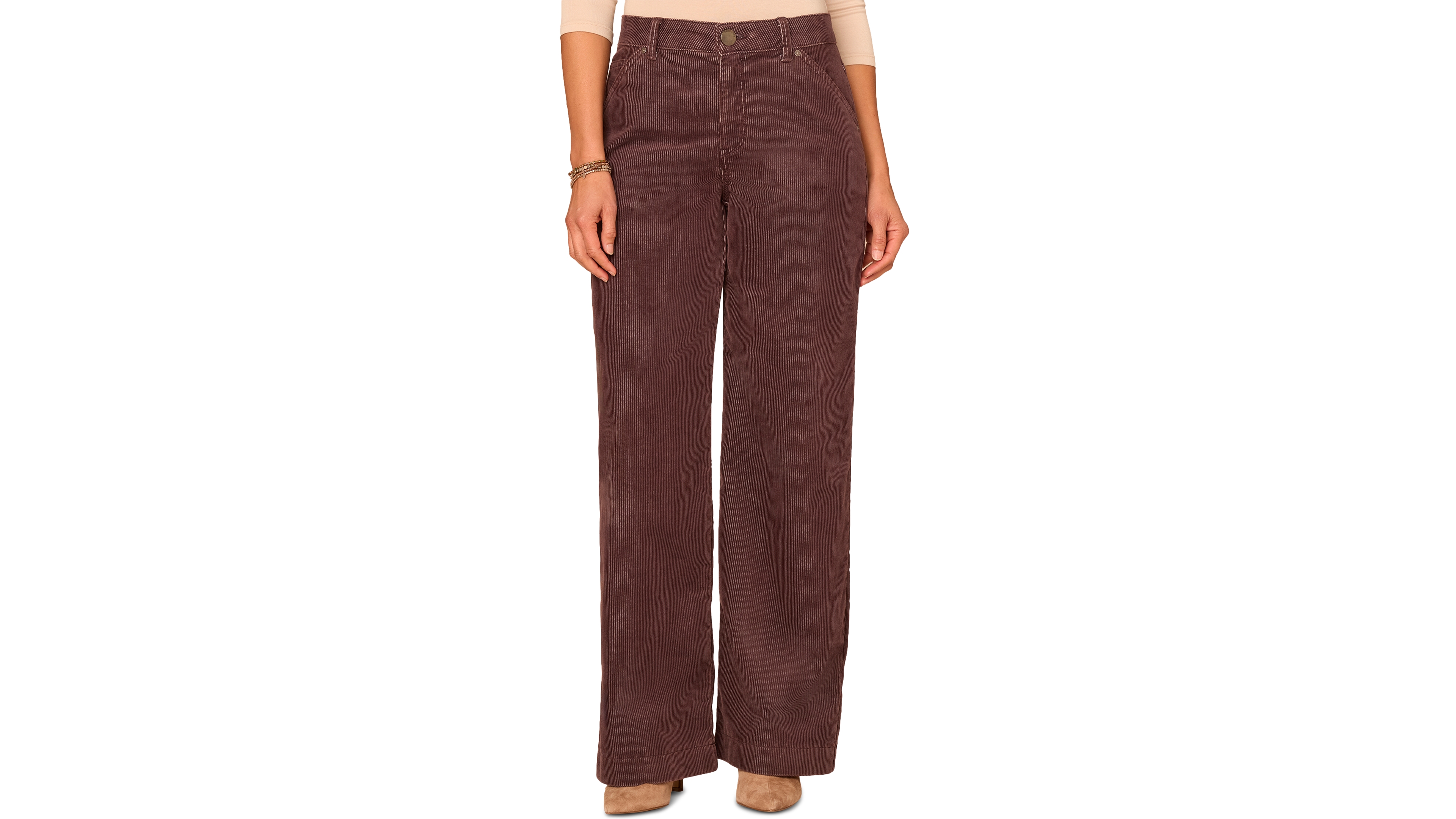 Democracy Petite "Ab" Solution Skyrise Corduroy High-Waisted Wide-Leg Pants