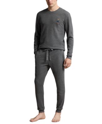 Men's Polo Bear Long-Sleeve Waffle-Knit Thermal Shirt and Joggers, 2-Piece Set