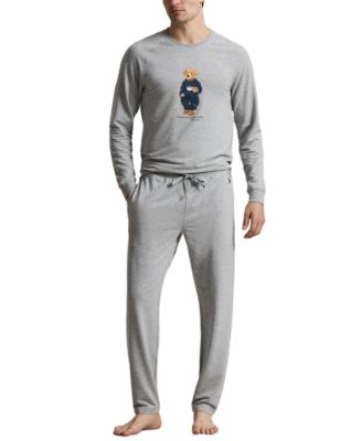 Men's Polo Bear Long-Sleeve Crewneck Shirt and Pajama Pants, 2-Piece Set