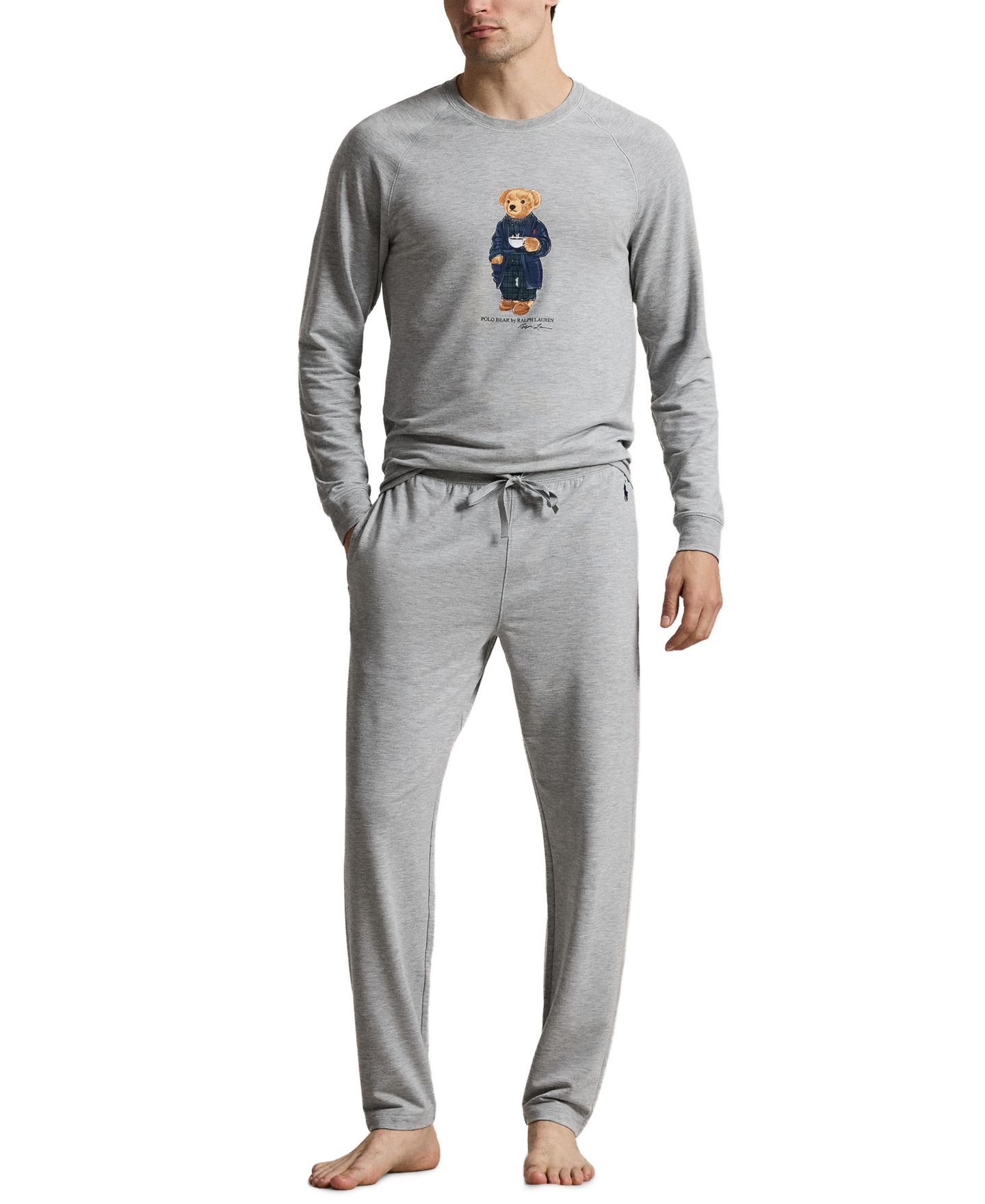 Пижамный комплект Bear для мужчин, 2 предмета — Polo Ralph Lauren, цвет: Меланжевый / Тёмно-синий — фото 1