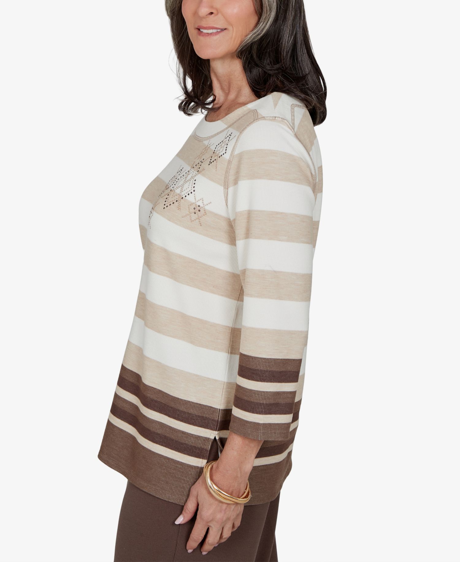 Petite Striped 3/4-Sleeve Top
