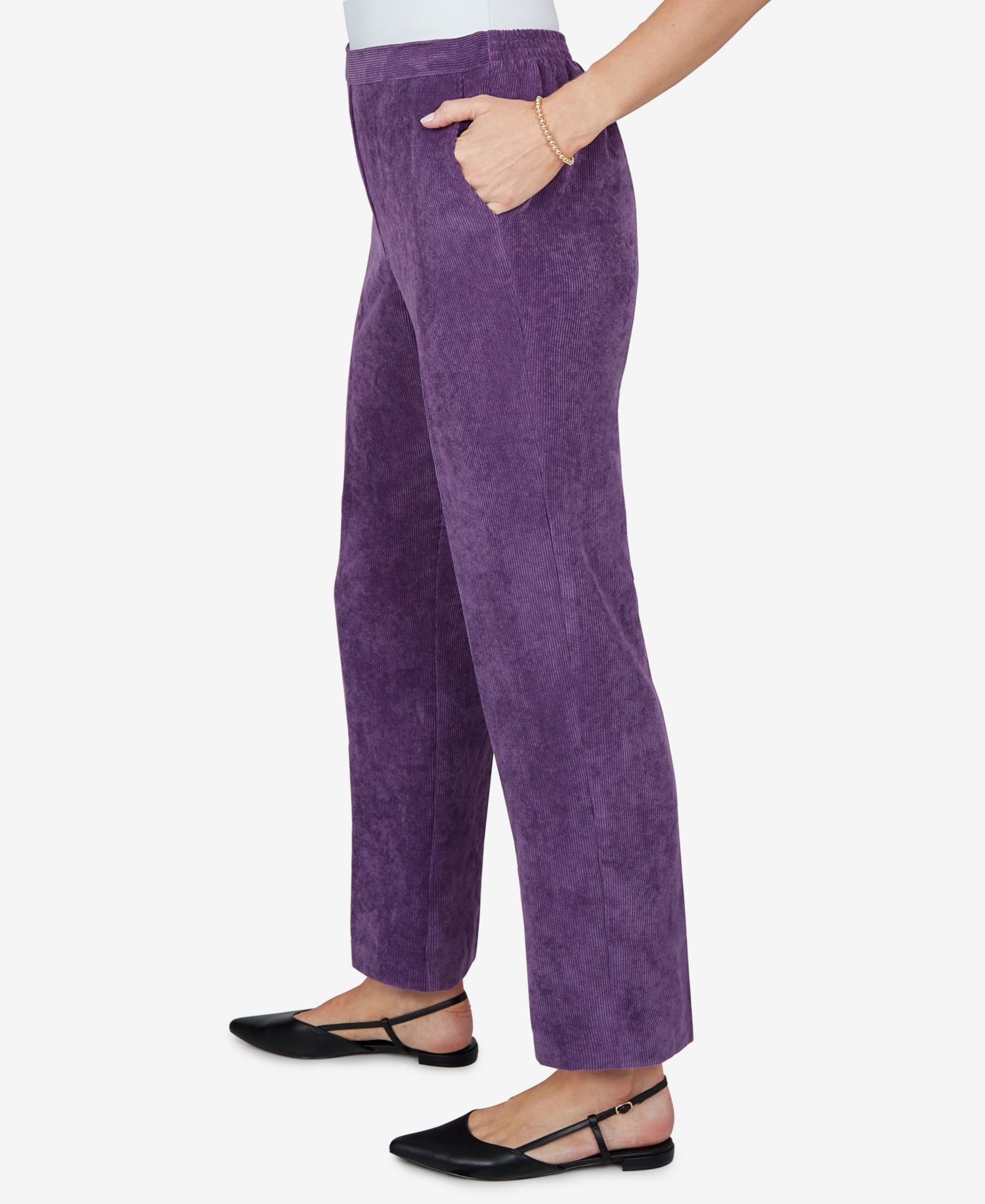 Petite Corduroy Straight Elastic-Waist Pants