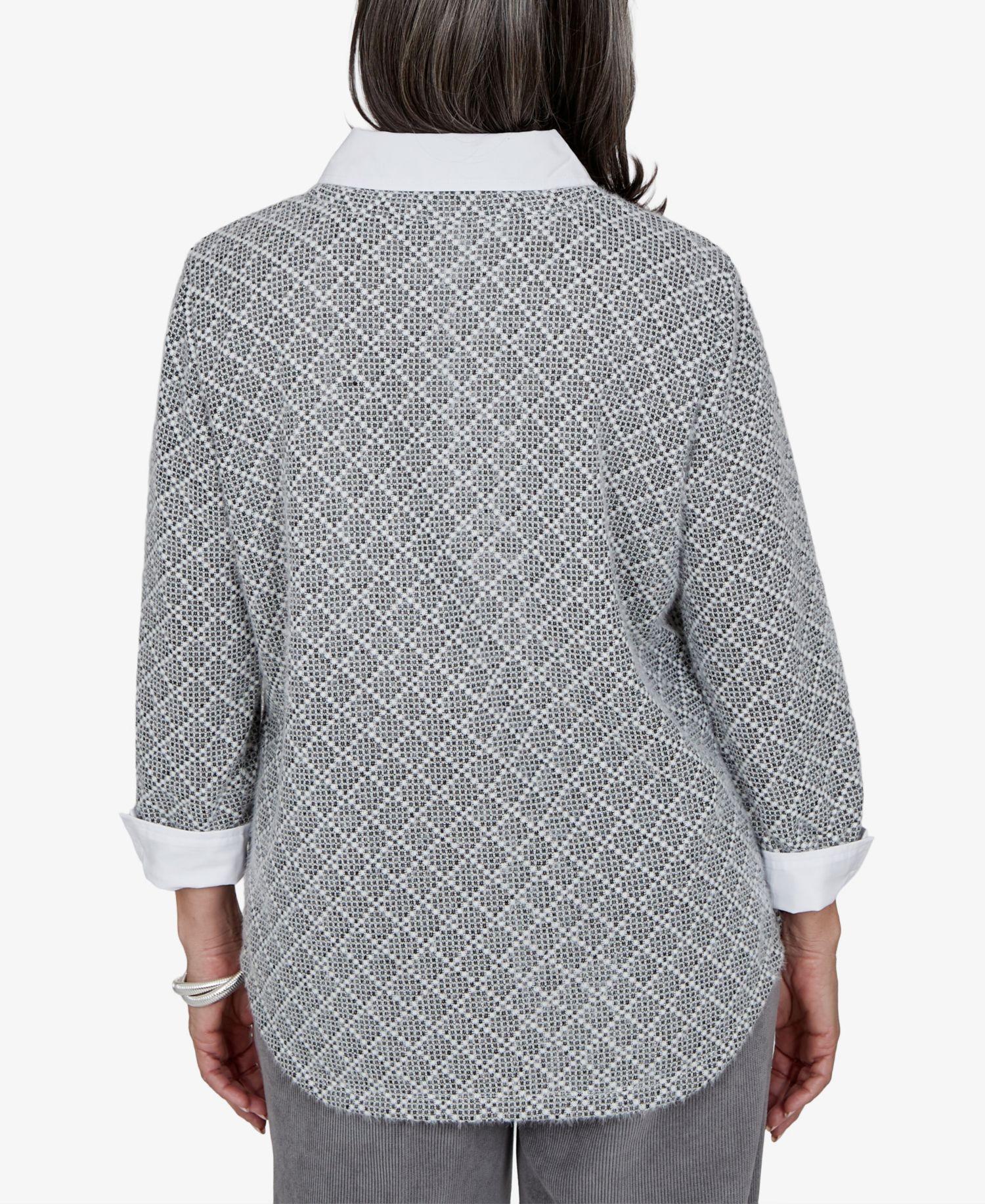 Petite Geometric 3/4-Sleeve V-Neck Blouse