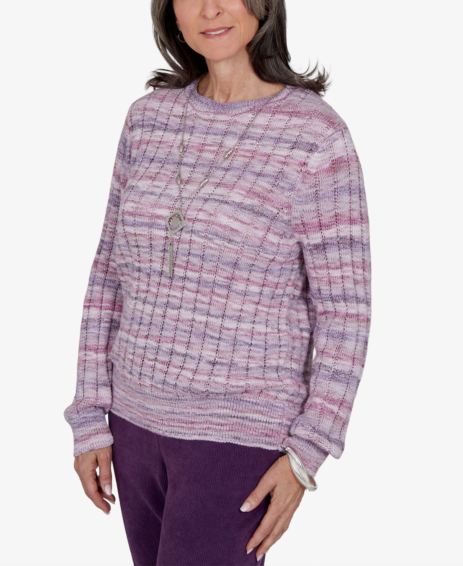 Petite Stripe Fitted Ribbed Sweater