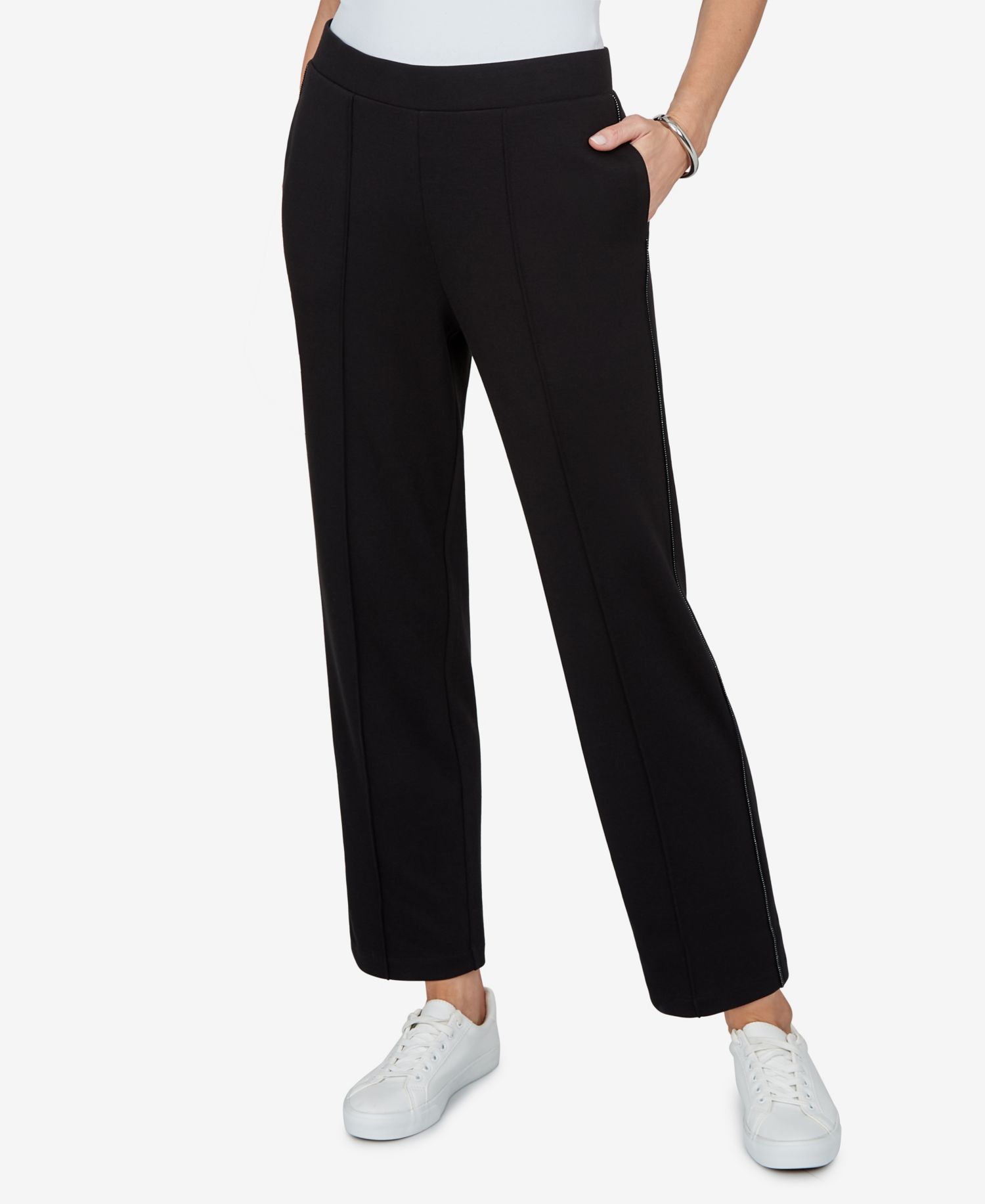 Petite Pull-On Straight Mid-Rise Pants