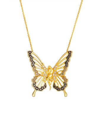 Chocolate Diamond Butterfly Pendant Necklace (5/8 ct. t.w.) in 14k Yellow Gold
