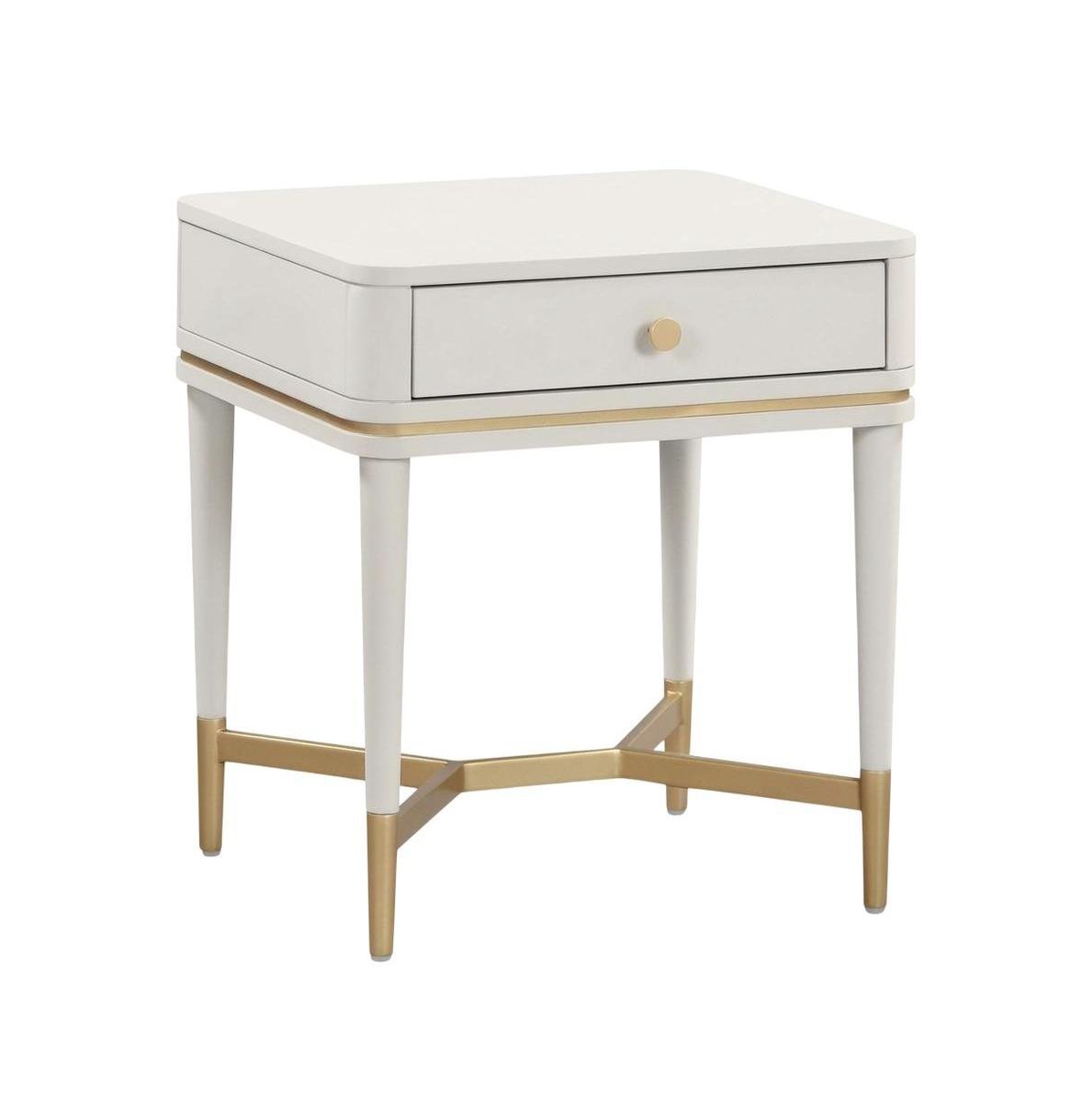 Starlight Canyon Home Nightstand with Soft-Close Drawers and Acacia Wood Construction - Cream