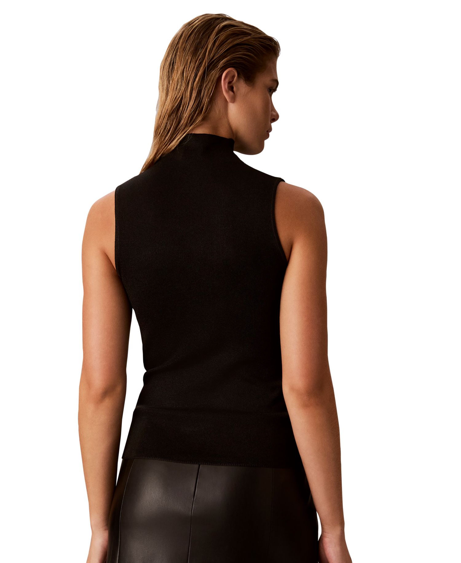 Women's Cutaway Mock Neck Knit Tank