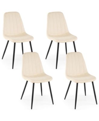 Upholstered Fabric Dining Chairs Set of 4 with Sturdy Metal Legs and Curved Backrest