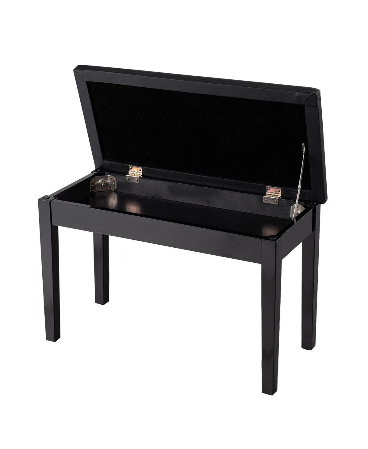 Mecale 47.5 Inch Upholstered Bench with Carved Rubber Wood Legs and Padded Seat - Black