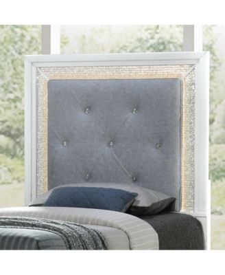 Reflections Twin Upholstered Panel Bed Headboard with Touch Lights - Pearl