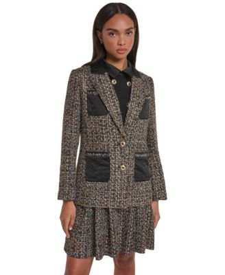 Women's Multi Tweed Contrast-Quilted Jacket
