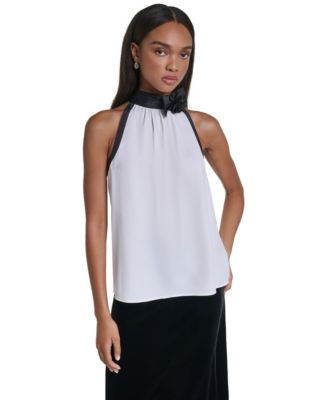 Women's Halter Colorblock Blouse